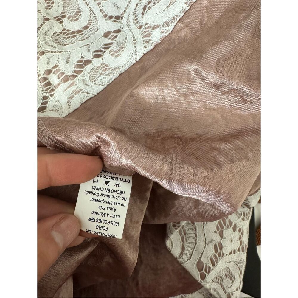 TRAC Ivory Over Mauve Pink Floral Lace Dress Womens Large L Backless Homecoming - Picture 6 of 7